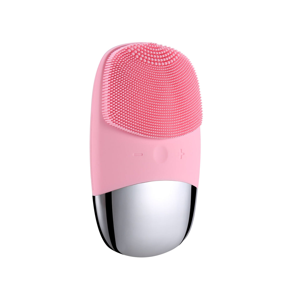 Mini Silicone Electric Facial Cleansing Brush in pink, part of the Morning Glow Duo set