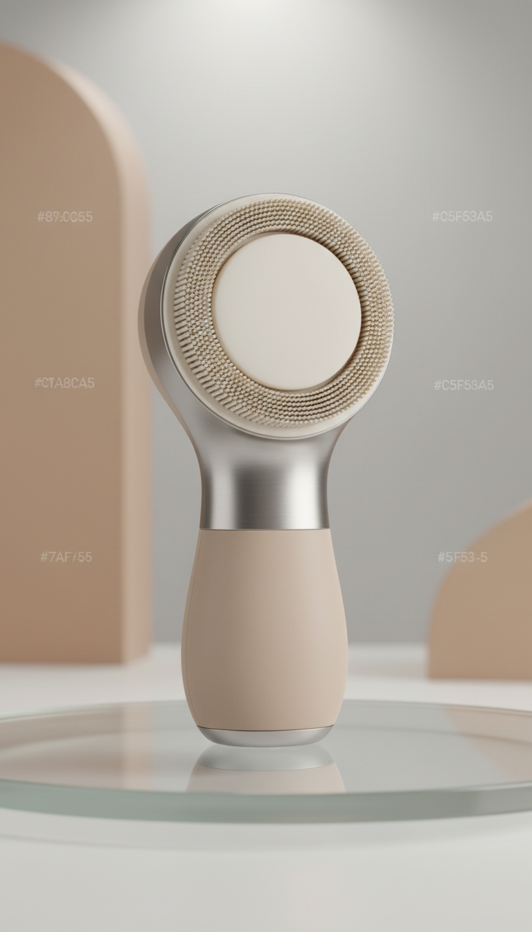 Nestora Precision Cleansing Brush, Primary angle is 3/4 front—captures product form and materiality like an intimate...
