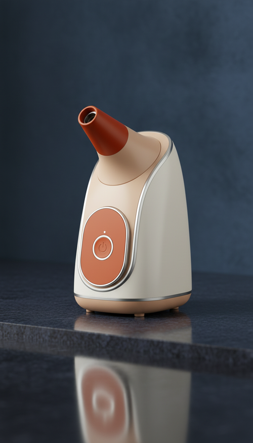 Facial steamer with microfine mist in a new setting